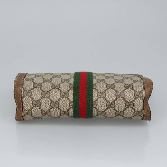 GUCCI GG Plus Supreme web sherry Clutch Bag PVC Leather Beige Auth th5429 - Picture 7 of 16